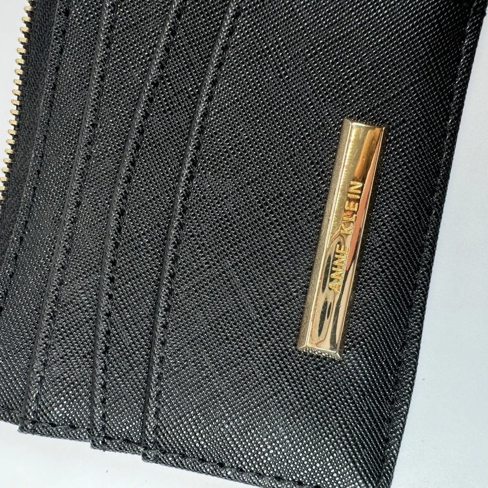 Anne Klein Mini Wallets‎ Lot Of 2 Black & Blue Card Holder Zip Coin Purse Set